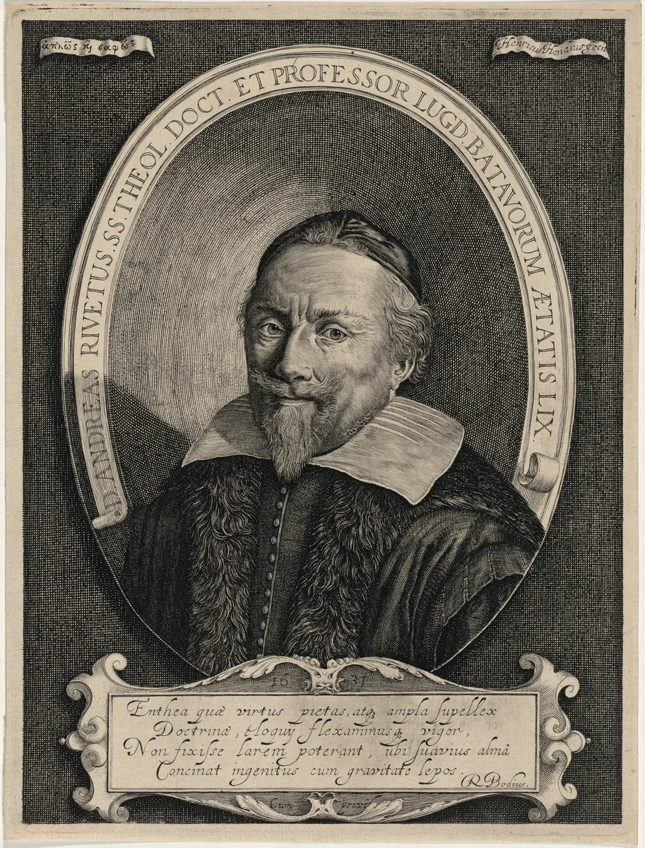 Andreas Rivetus, Doctor of Divinity and Professor by Hendrik Hondius I, print, 1573-1649
