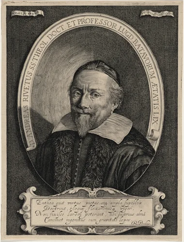 Andreas Rivetus, Doctor of Divinity and Professor by Hendrik Hondius I, print, 1573-1649
