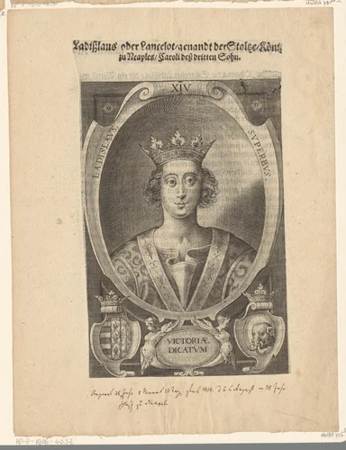 Portret van Ladislaus, koning van Napels by Lucas Kilian, print, 1589-1626