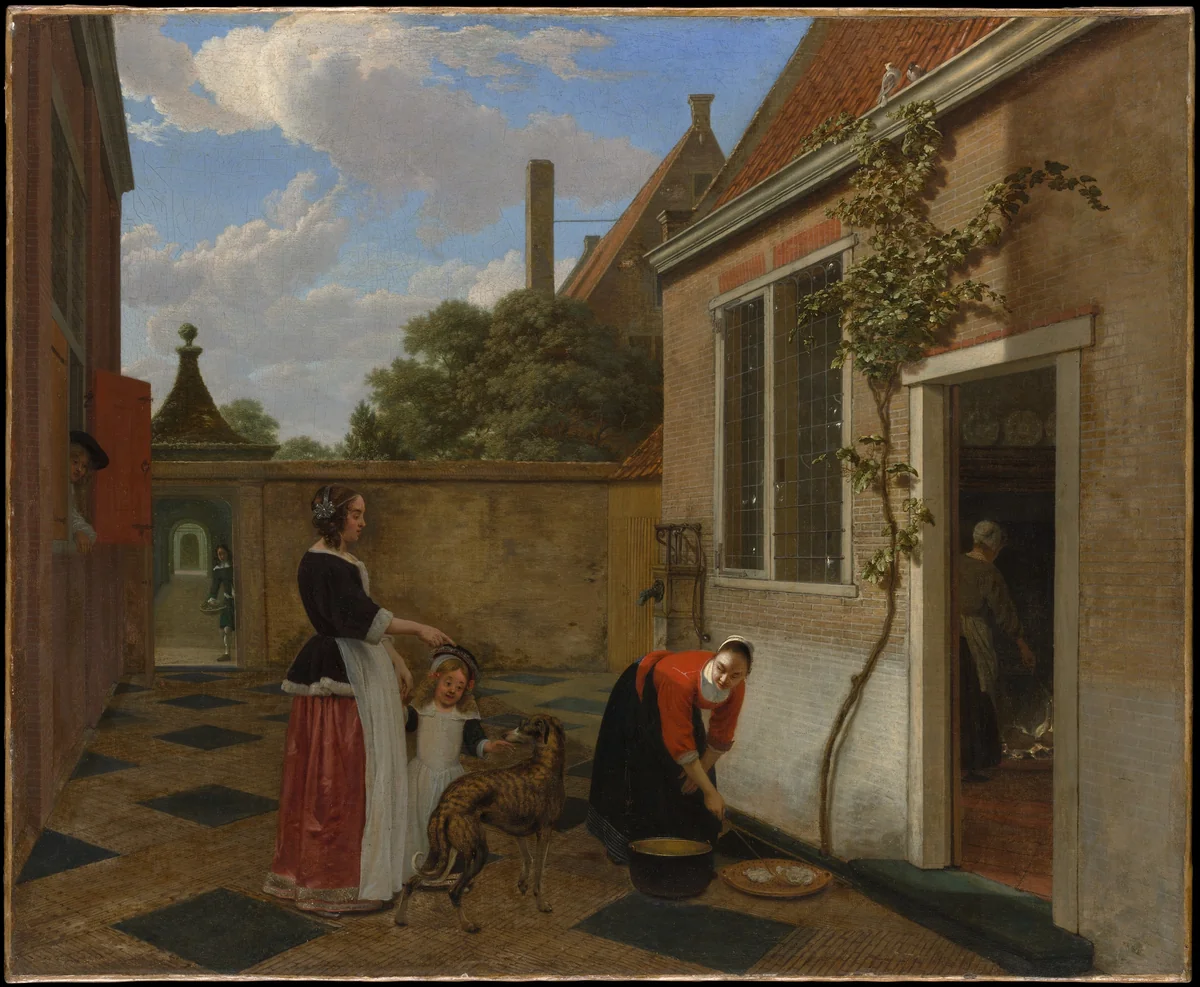 Scene in a Courtyard by Ludolf de Jongh, painting, 1660-1663
