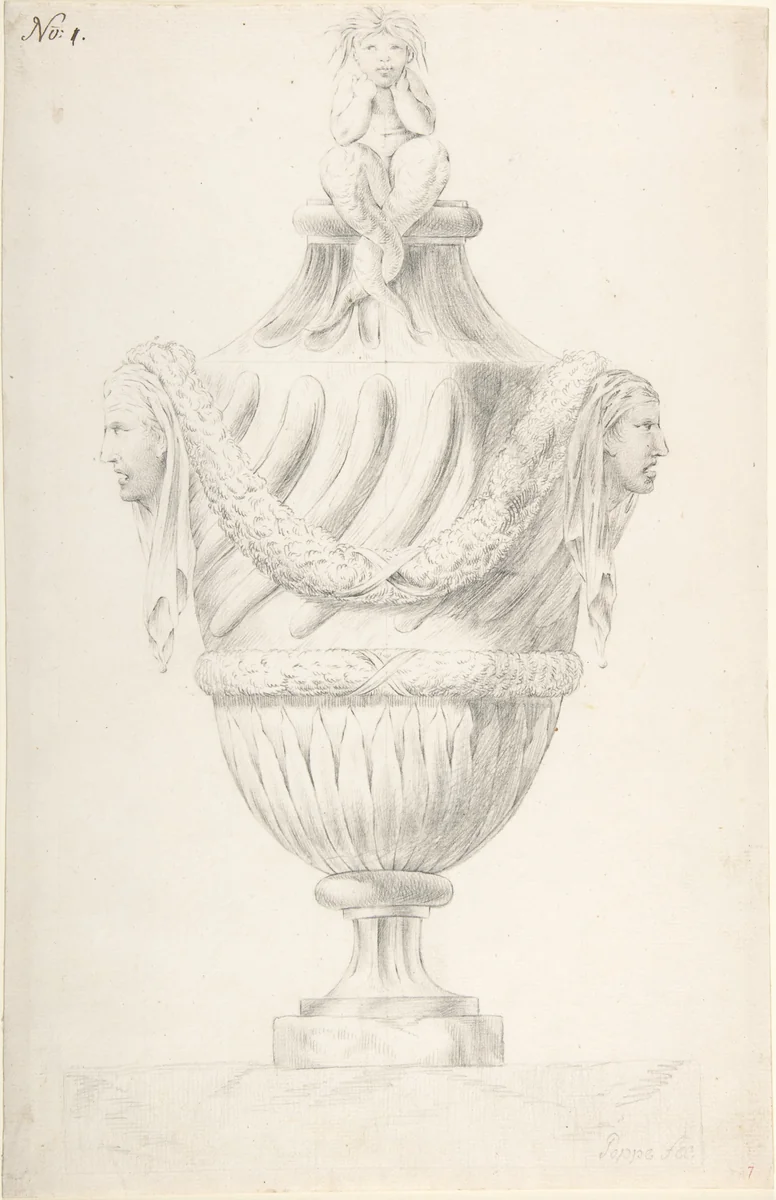 Design for an Urn by anonymous, drawing, 1765-1795