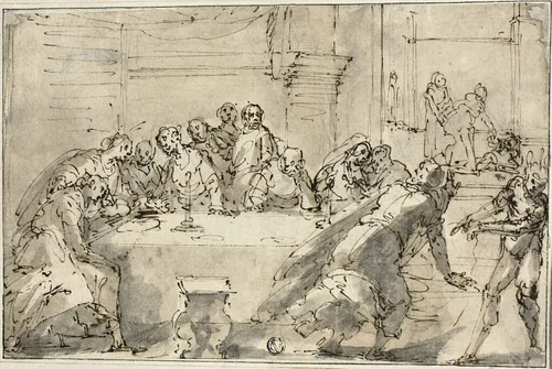 Last Supper by Giulio Benso or Federico Zuccaro, drawing, 1617-1627