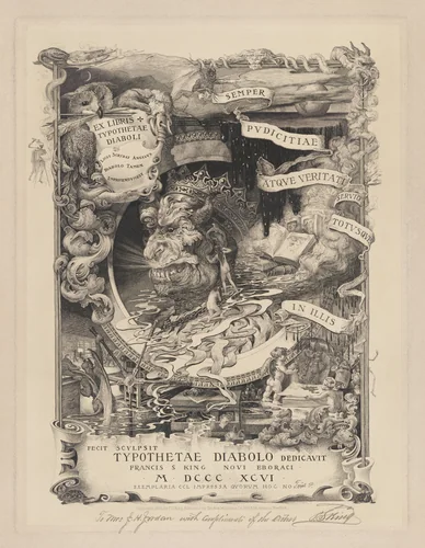 Ex Libris of the Printer's Devil by Francis Scott King, print, 1891-1901