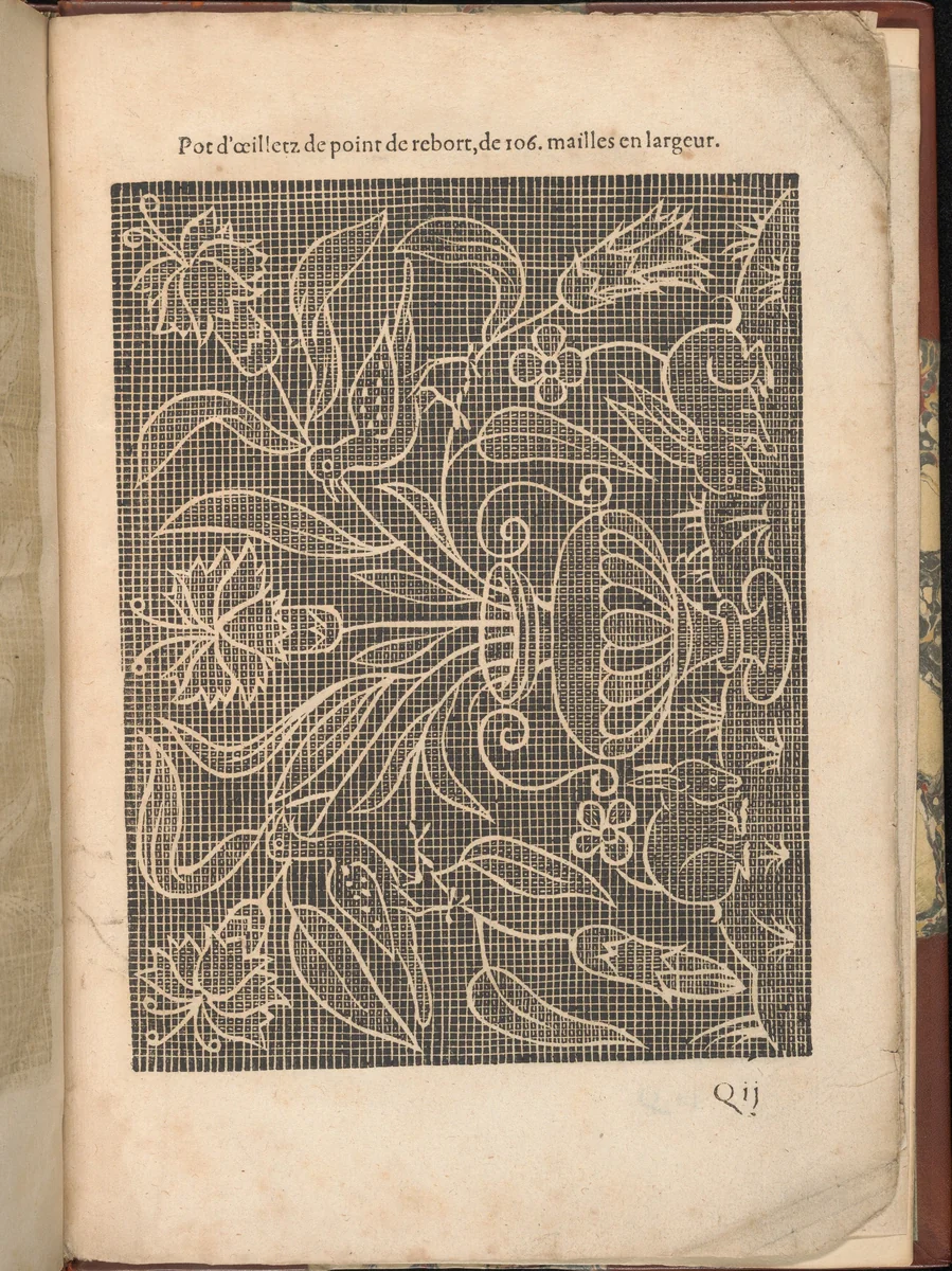Les Secondes Oeuvres, et Subtiles Inventions De Lingerie du Seigneur Federic de Vinciolo Venitien, page 62 (recto) by Federico de Vinciolo, book, 1603
