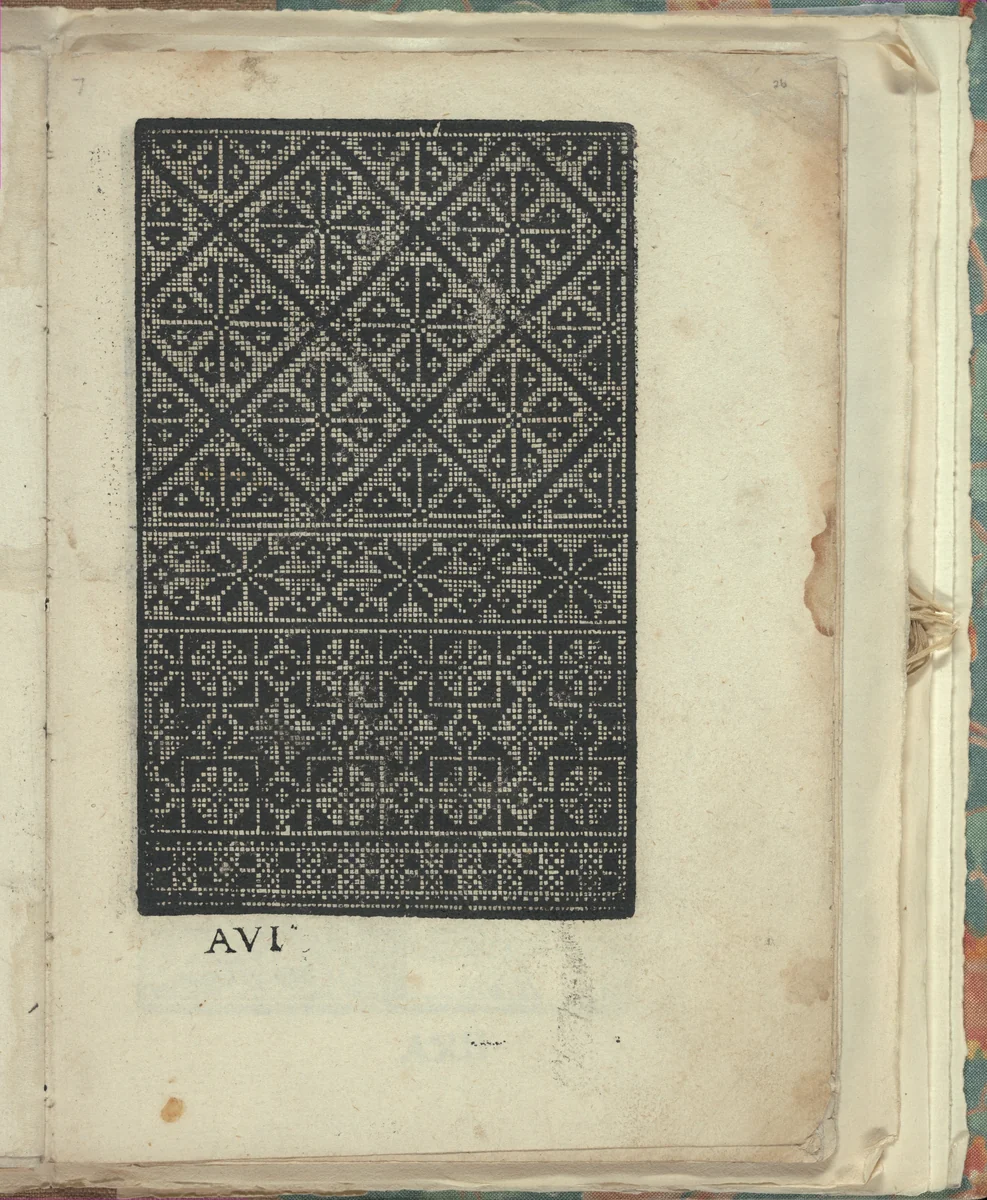 Opera Nova Universali intitulata Corona di racammi, page 26 (recto) by Giovanni Andrea Vavassore, book, 1530