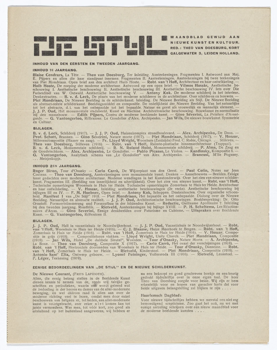 De Stijl NB by Theo van Doesburg, design