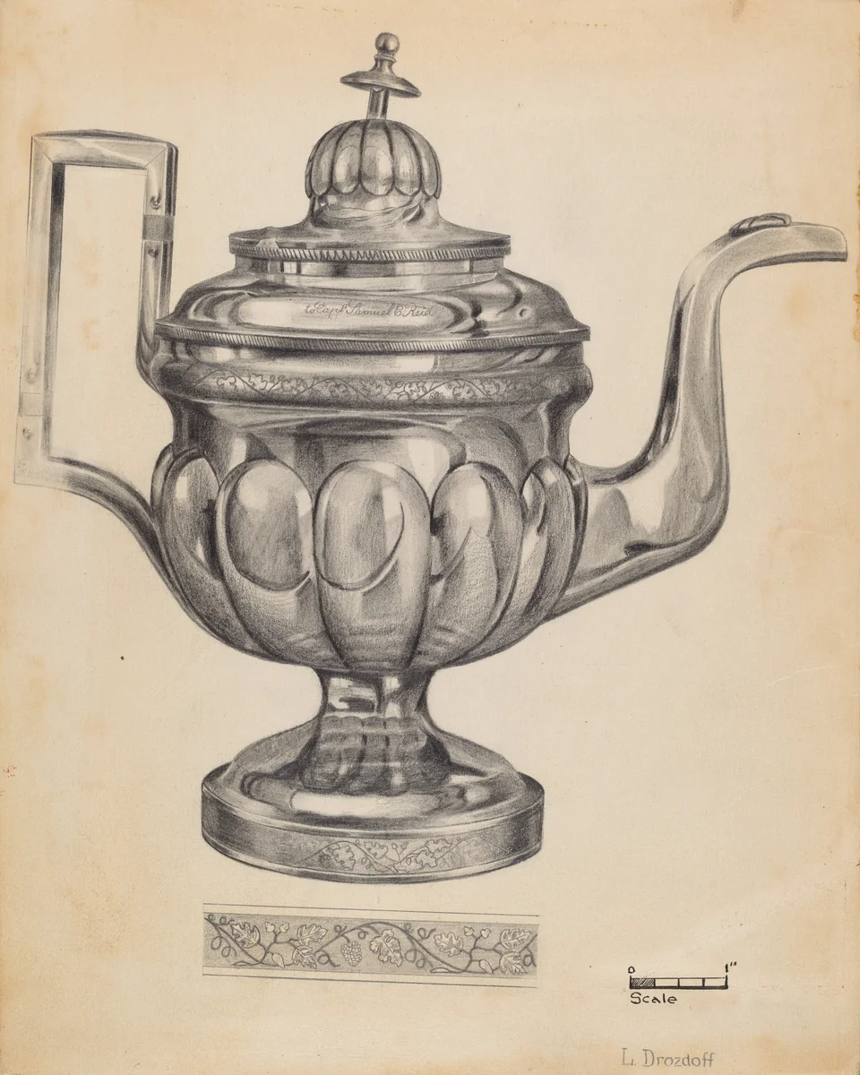 Teapot by Leo Drozdoff, index of american design, 1936