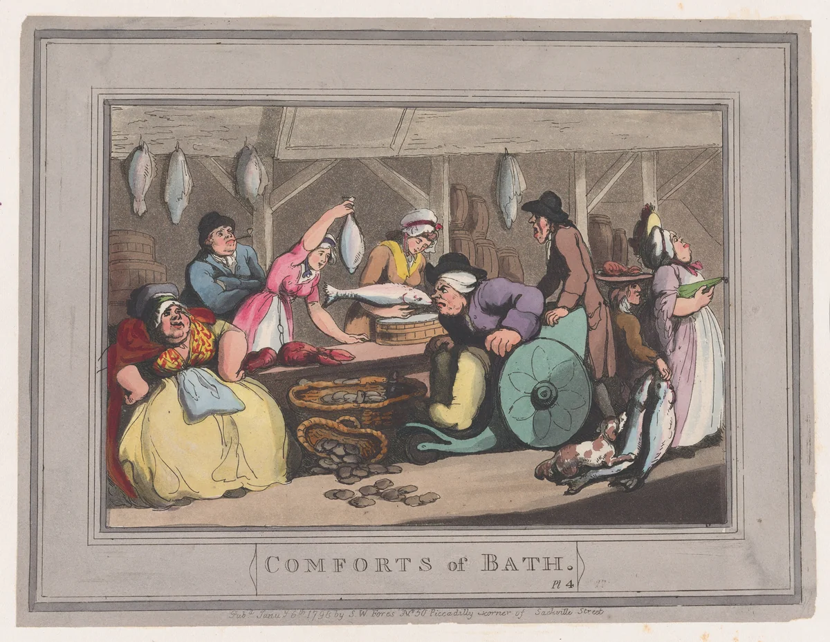 Comforts of Bath, Plate 4 by Thomas Rowlandson, print, 1798