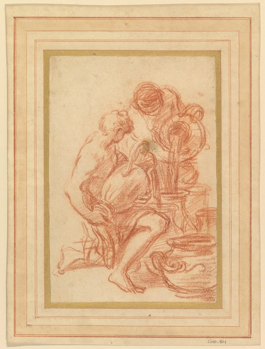 Servants Filling Urns by Francisco Vieira de Mattos, drawing, 1710-1783