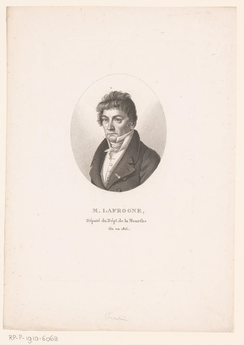 Portret van François Balthazar Lafrogne by Ambroise Tardieu, print, 1820-1821