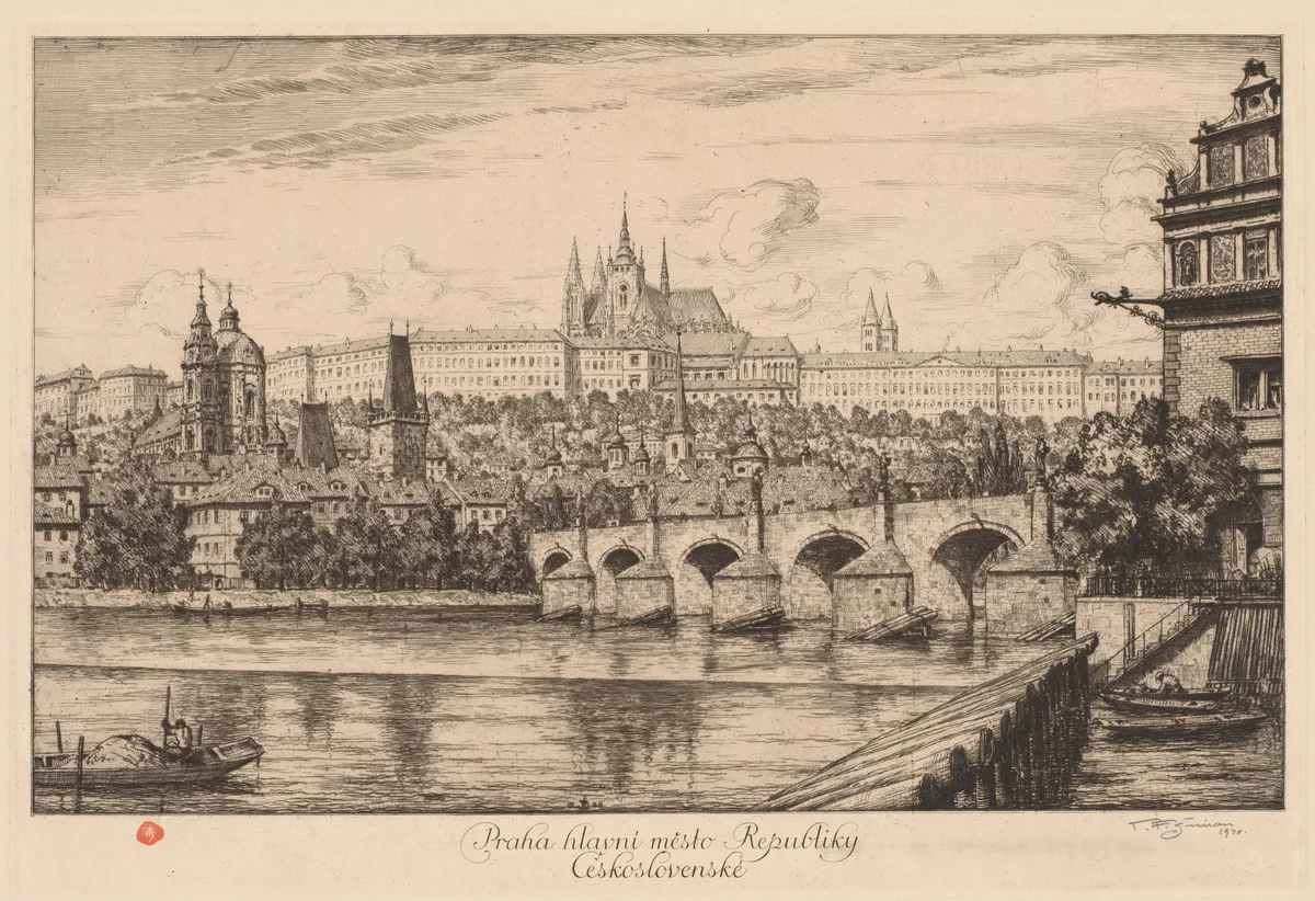 Old Prague by T. Frantisek Simon, print, 1920