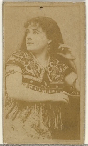 [Actress wearing patterned bodice], from the Actors and Actresses series (N145-8) issued by Duke Sons & Co. to promote Duke Cigarettes by W. Duke, Sons & Co., photograph, 1890-1895