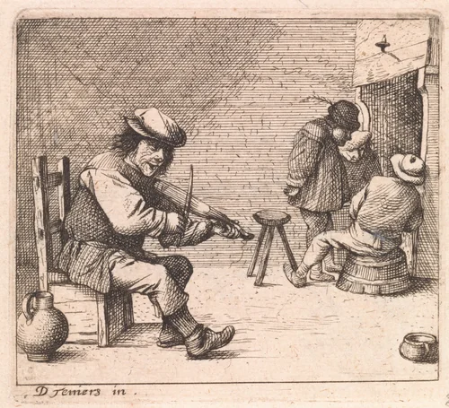 Vioolspelende boer by anonymous, print, 1626-1740