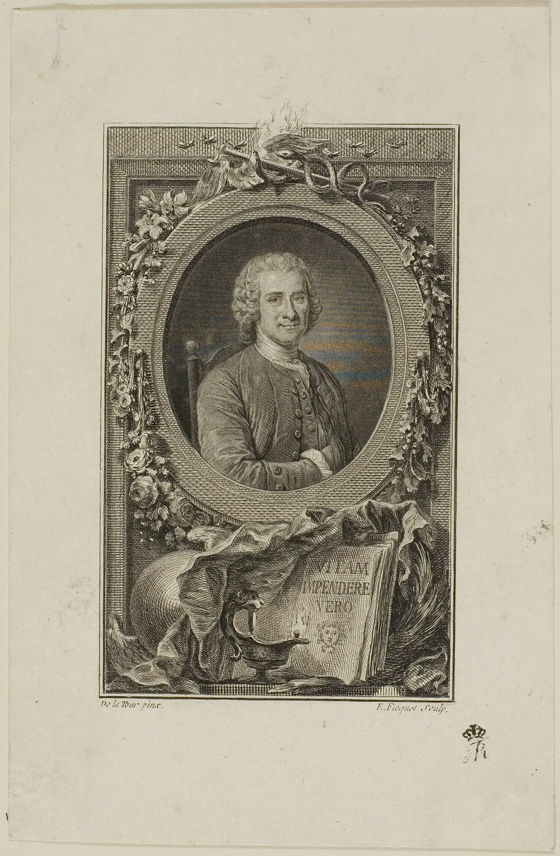 Jean Jacques Rousseau by Etienne Ficquet, print, 1764-1772