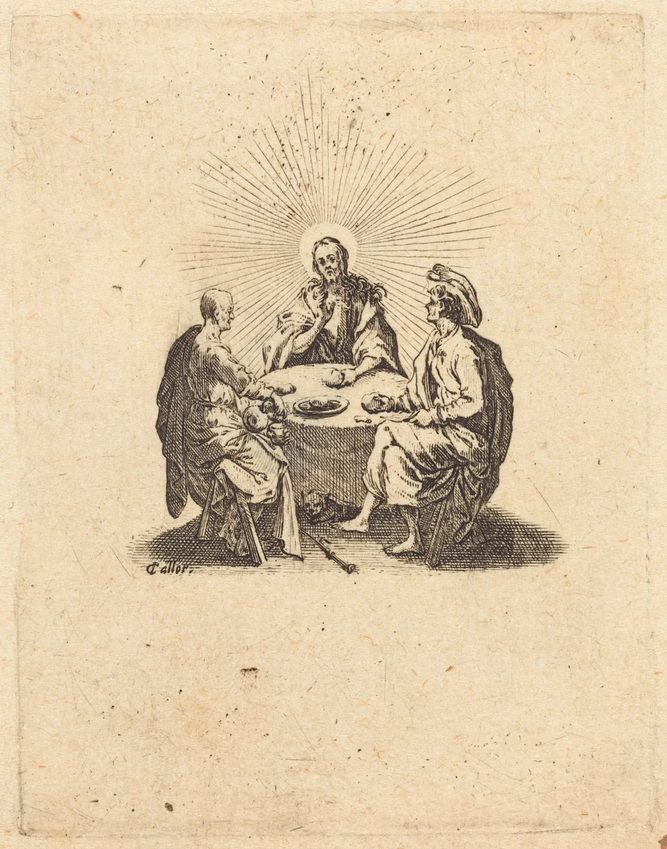 The Supper at Emmaus by Jacques Callot, print, 1618