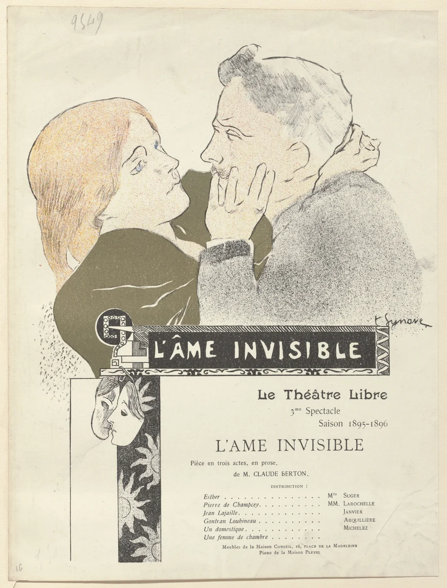 Program for The Invisible Soul (L'Âme invisible) from The Beraldi Album of Theatre Programs by Tancrède Synave, print, 1896