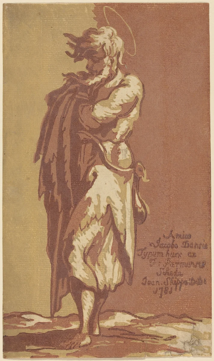 Male Saint Standing, with Folded Arms, Facing to the Left by John Skippe, print, 1781