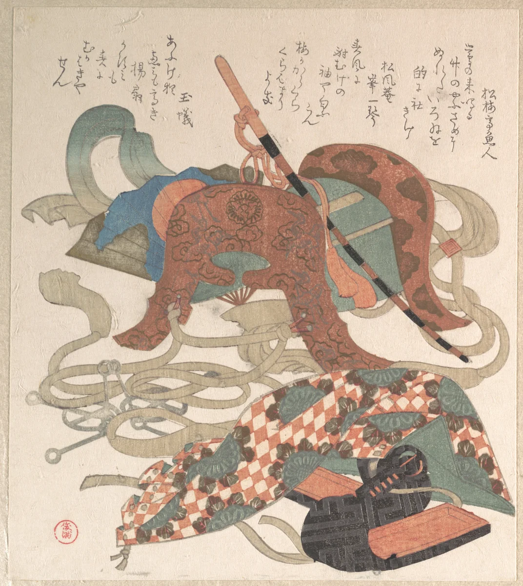 Saddle and Other Pieces of Harness by Kubo Shunman (窪俊満), print, 1810