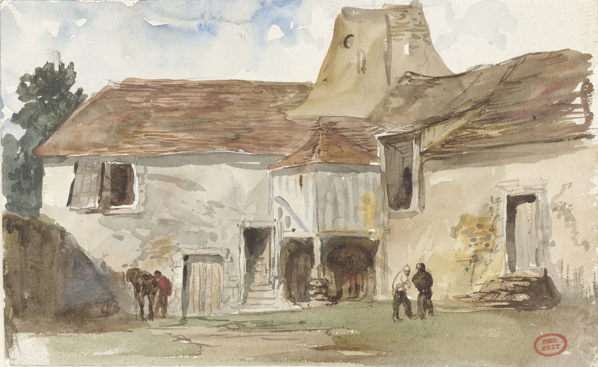 Boerderij te Guibray by Paul Huet, drawing, 1813-1869