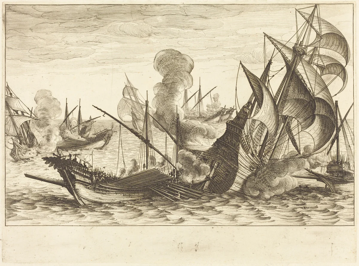 The Second Naval Battle by Jacques Callot, print, 1614