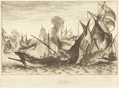 The Second Naval Battle by Jacques Callot, print, 1614