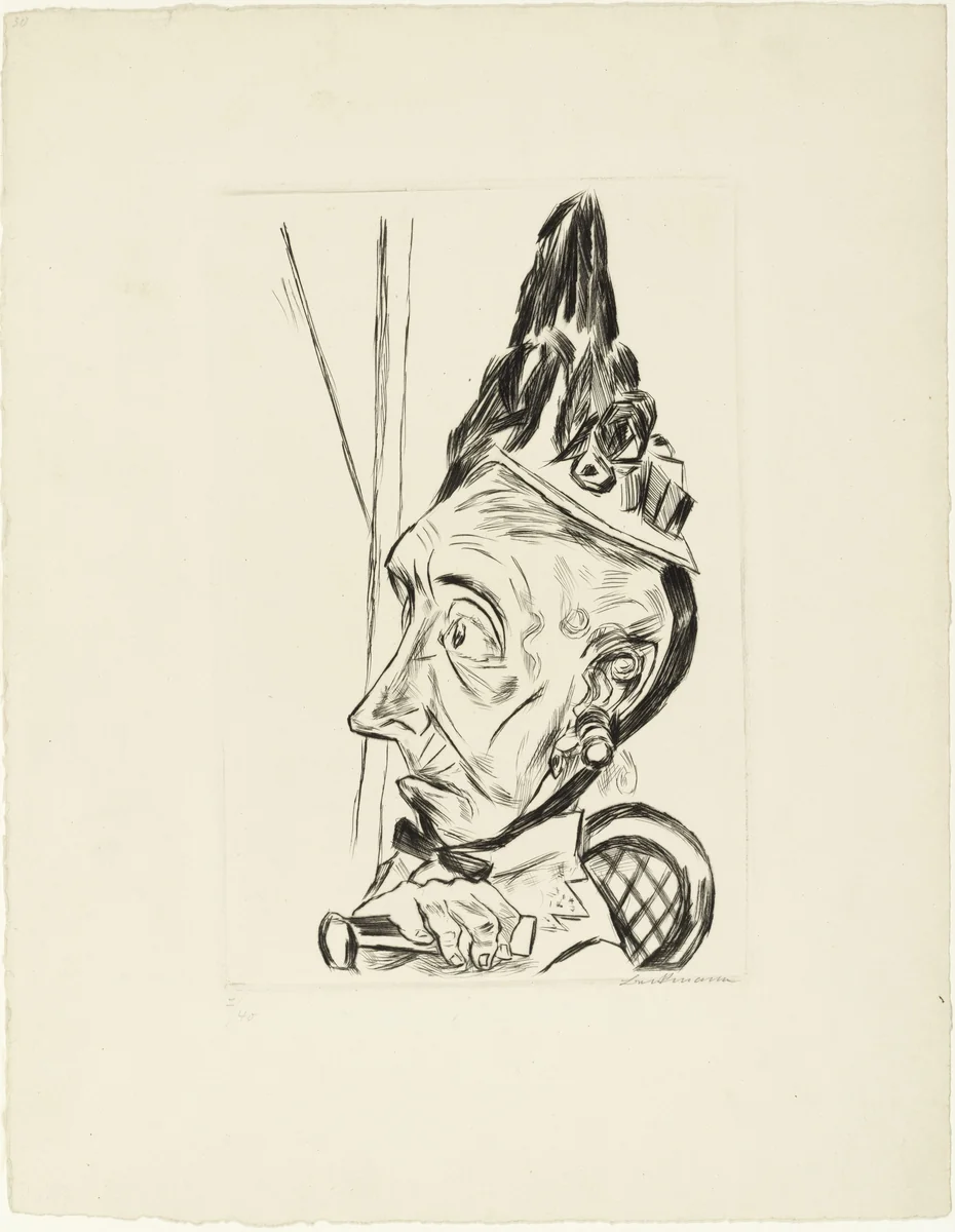 Old Woman with Bonnet (Alte Frau mit Kapothut) by Max Beckmann, print, 1920