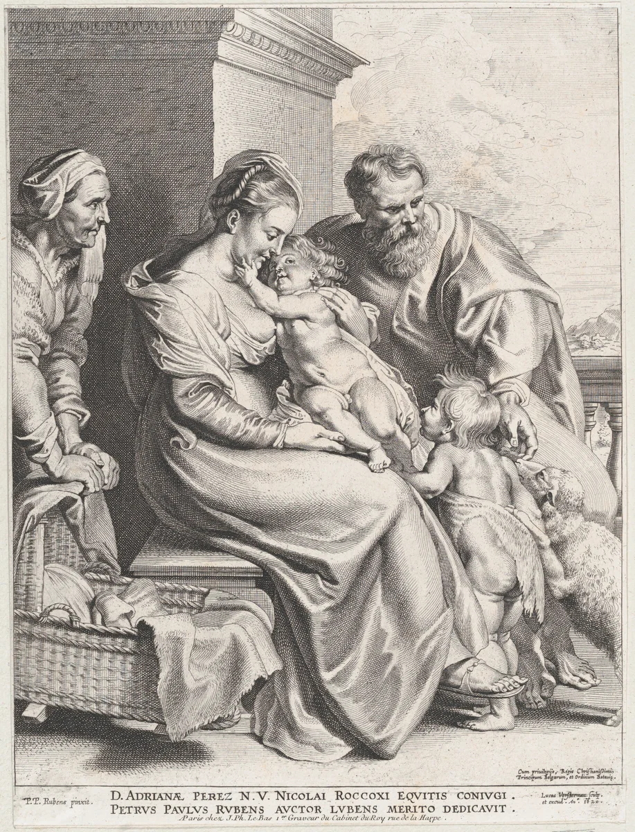The Holy Family with Saint Elizabeth and John the Baptist as a Child by Lucas Vorsterman, print, 1620