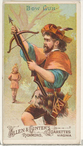 Bow Gun, from the Arms of All Nations series (N3) for Allen & Ginter Cigarettes Brands by Allen & Ginter, print, 1887