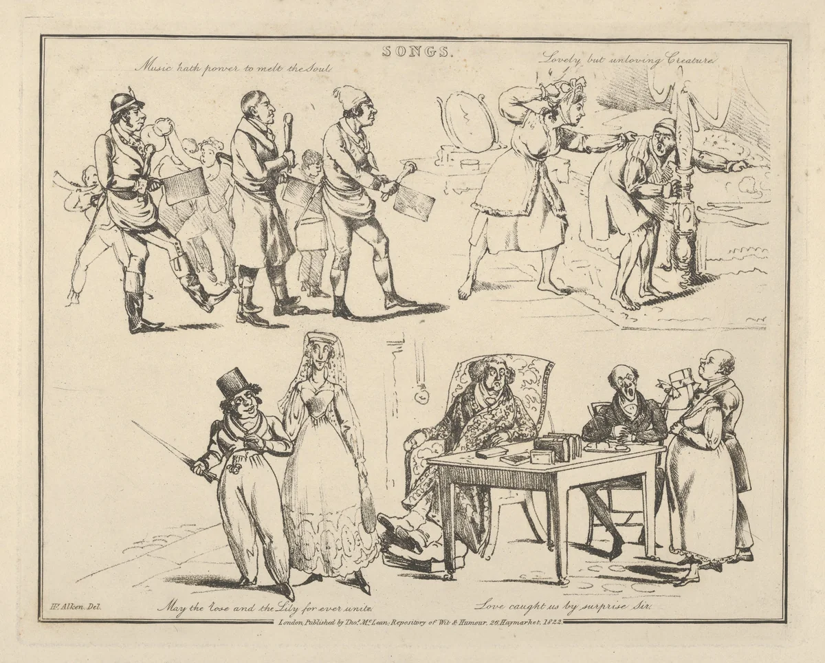 Songs: "Music hath power to melt the Soul..." by Henry Thomas Alken, print, 1822