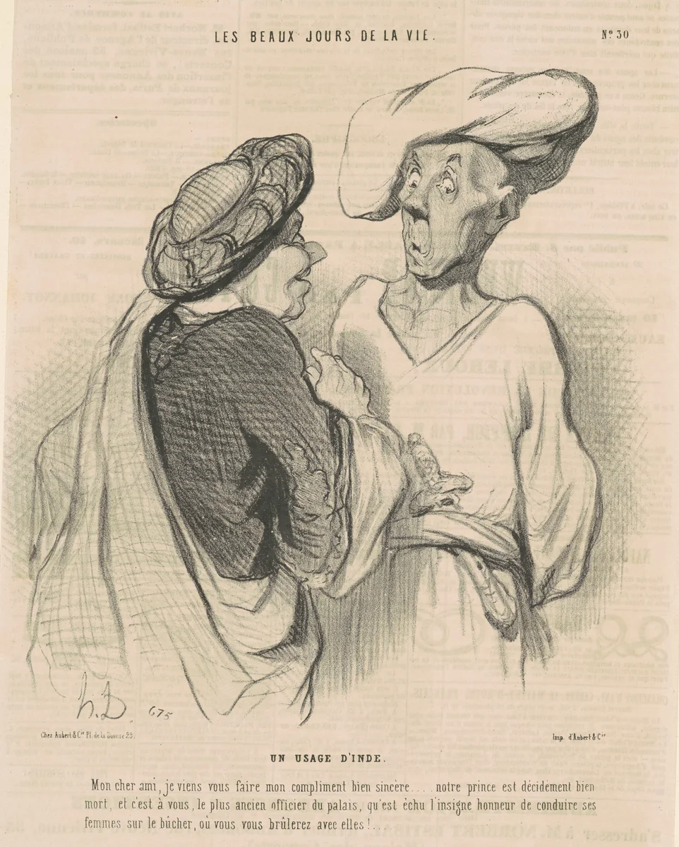 Un usage d'Inde by Honoré Daumier, print, 1844