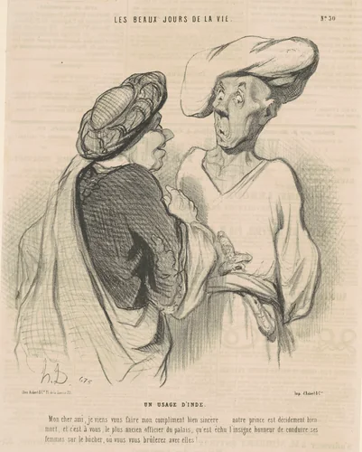 Un usage d'Inde by Honoré Daumier, print, 1844