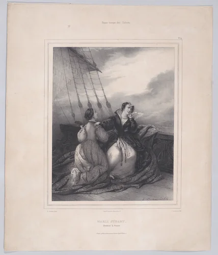 Mary, Queen of Scots embarking at Calais to return to Scotland by Emile Desmaisons, print, 1800-1880