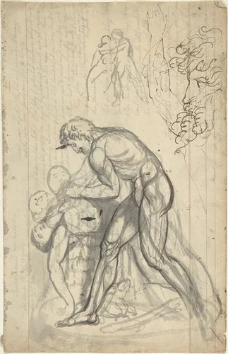Sketchbook page with drawings of sculpture by anonymous, drawing, 1780-1799