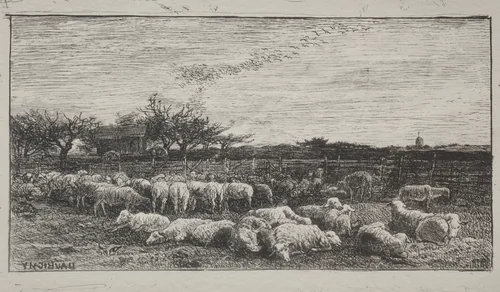 The Large Sheepfold by Charles-François Daubigny, print, 1921