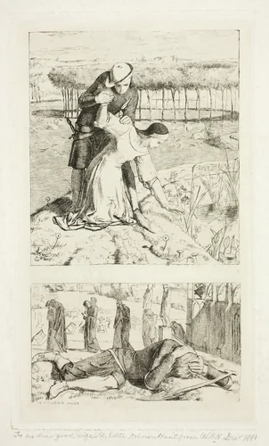 My Beautiful Lady (top); Of My Lady in Death (bottom), frontispiece to The Germ, No. 1 by William Holman Hunt, print, 1850