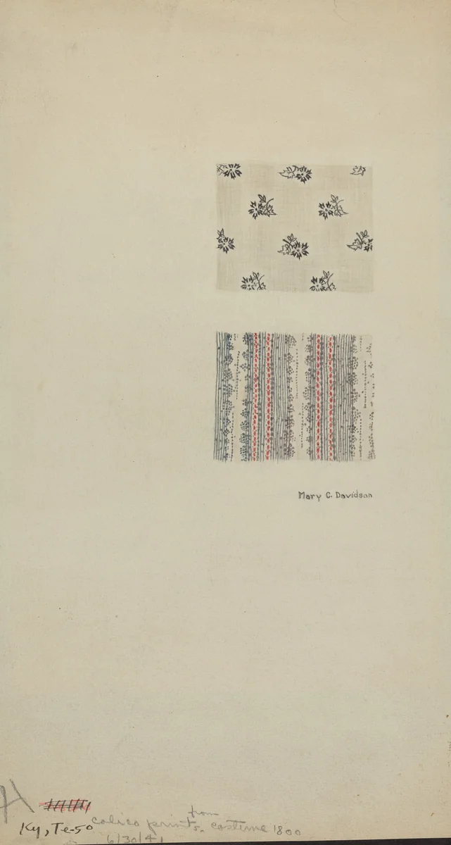 Calico Prints from Costume by Mary C. Davidson, index of american design, 1941