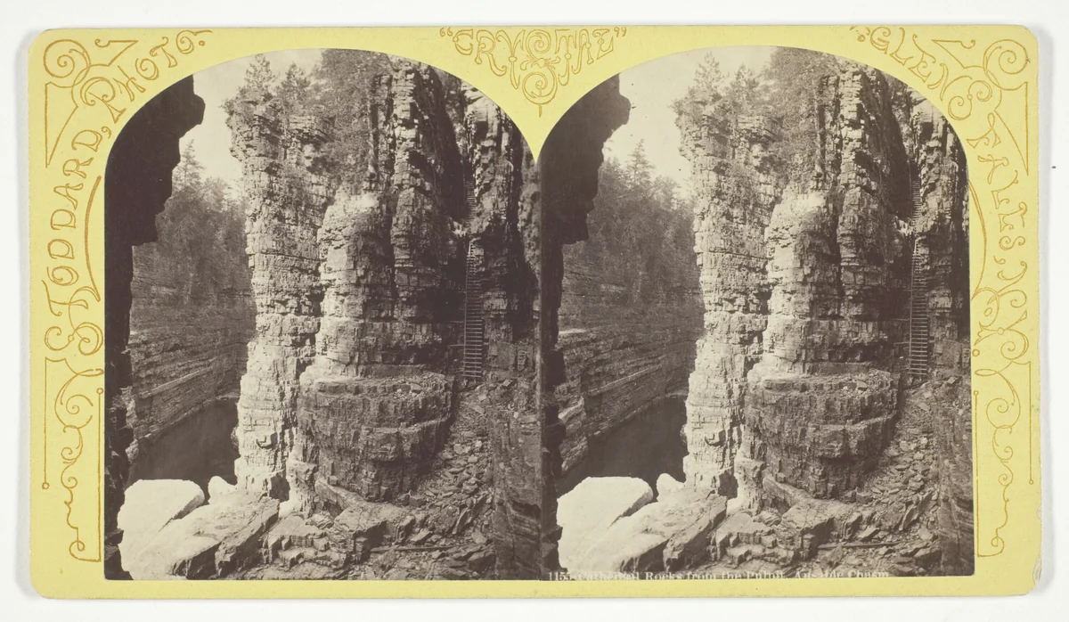 Cathedral Rocks from the Point, Ausable Chasm, No. 1155 from the series "Crystal" by Seneca Ray Stoddard, photograph, 1870-1876