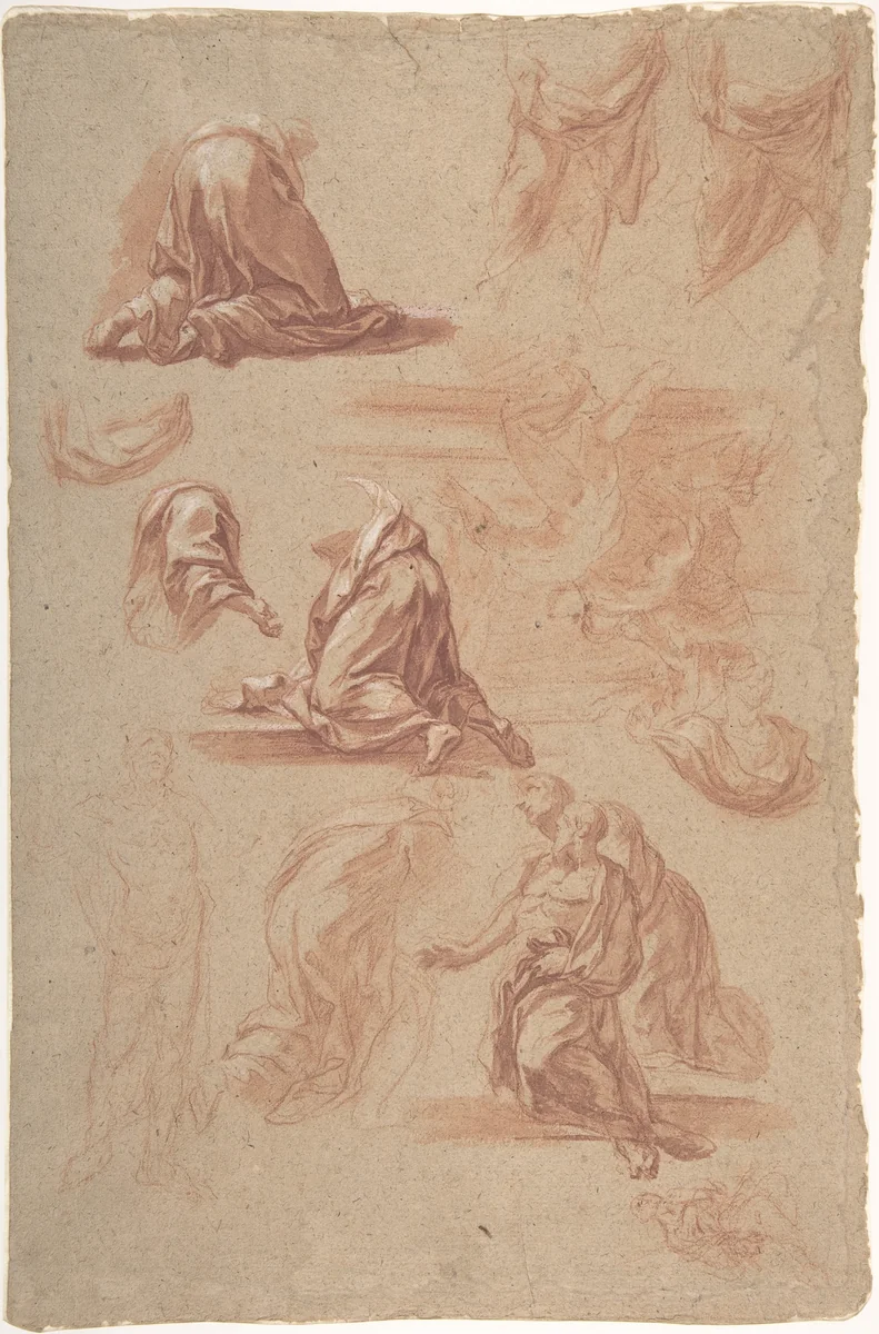 Figural Studies by Marco Benefial, drawing, 1684-1764