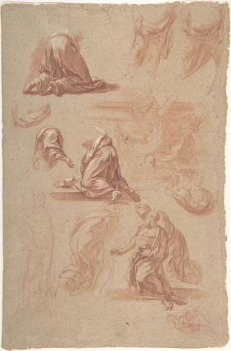 Figural Studies by Marco Benefial, drawing, 1684-1764