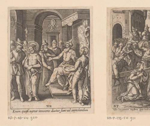 Pilatus wast zijn handen in onschuld by Heinrich Ulrich, print, 1582-1671