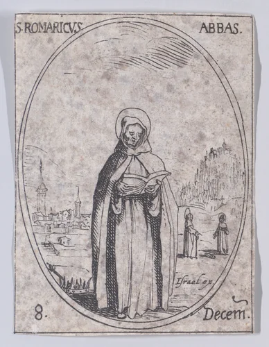 S. Romaric, abbé (St. Romaric, Abbot), December 8th, from "Les Images De Tous Les Saincts et Saintes de L'Année" (Images of All of the Saints and Religious Events of the Year) by Jacques Callot, print, 1636