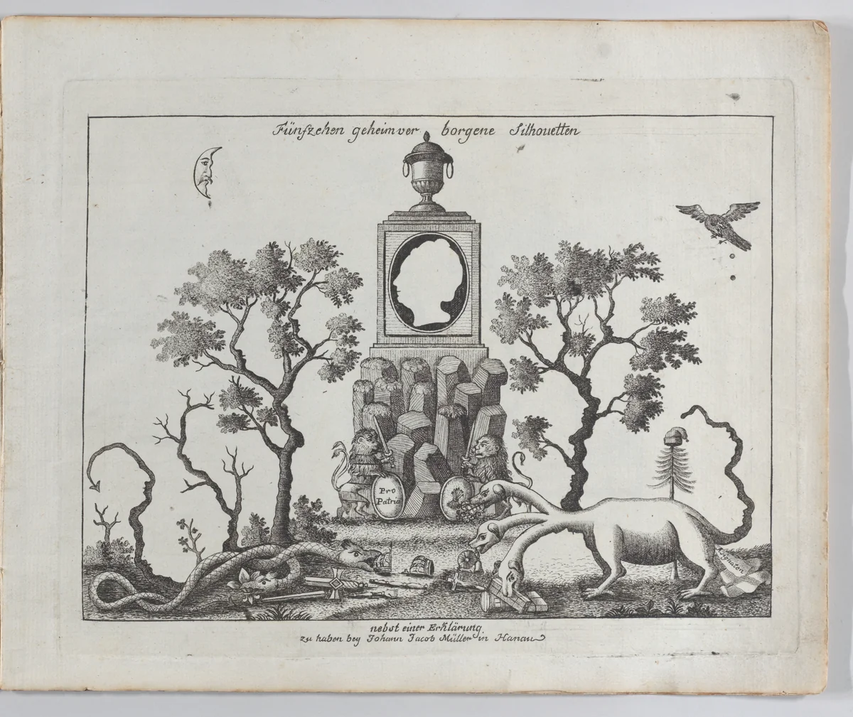 Landscape containing fifteen silhouettes by anonymous, book, 1793-1800