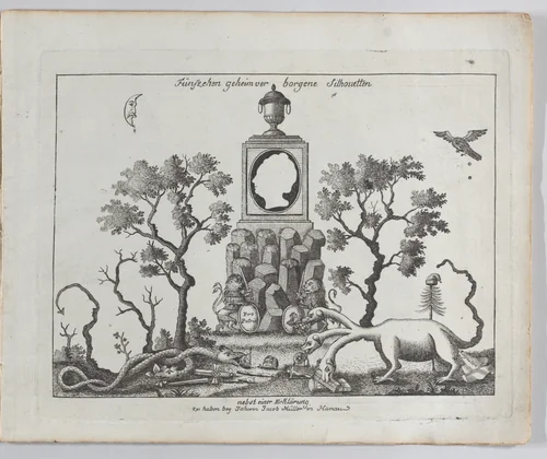 Landscape containing fifteen silhouettes by anonymous, book, 1793-1800