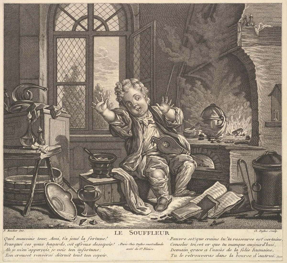 Glass Blower by Claude Augustin Duflos le Jeune, print, 1748-1758