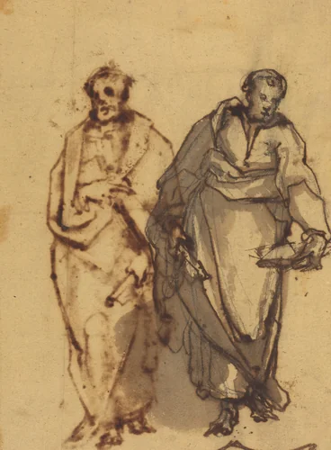 Two Draped Figures by Cherubino Alberti, drawing, 1553-1615