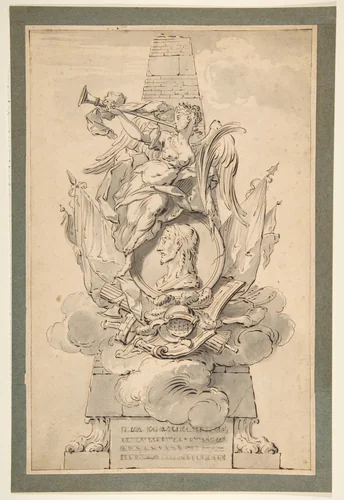 Design for a Monument to a Military Leader by Gilles Marie Oppenord, drawing, 1690-1740