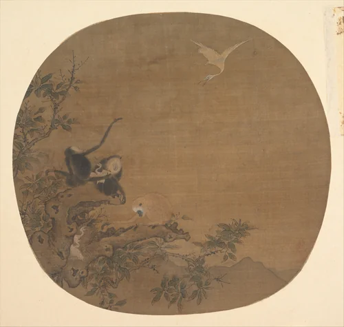 Gibbons Raiding an Egret's Nest by Unidentified Artist, painting, 1167-1199