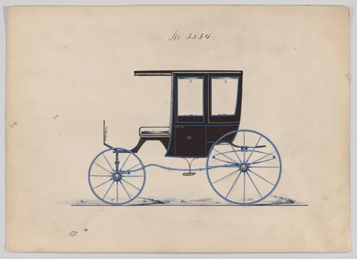 Design for 4 seat Rockaway, no. 3534 by Brewster & Co., drawing, 1879