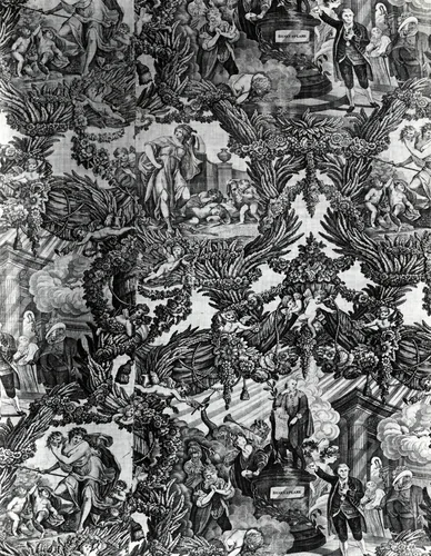 Garrick and Shakespeare with Tragedy and Comedy (Furnishing Fabric) by Robert Edge Pine
Caroline Watson, textile, 1782-1790