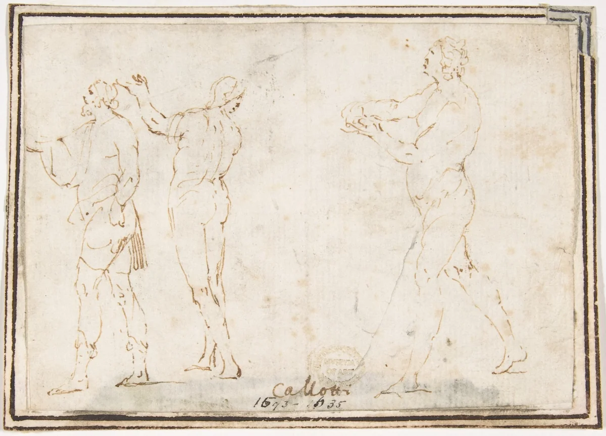 Athletes by Francesco Allegrini, drawing, 1624-1663